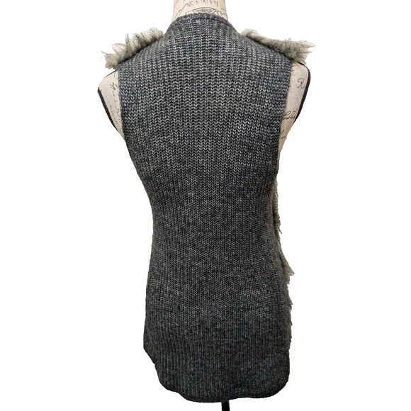 WHBM Sweater XS Faux Fur Open Front Knit Back Fur Front Mob Wife - Picture 3 of 12